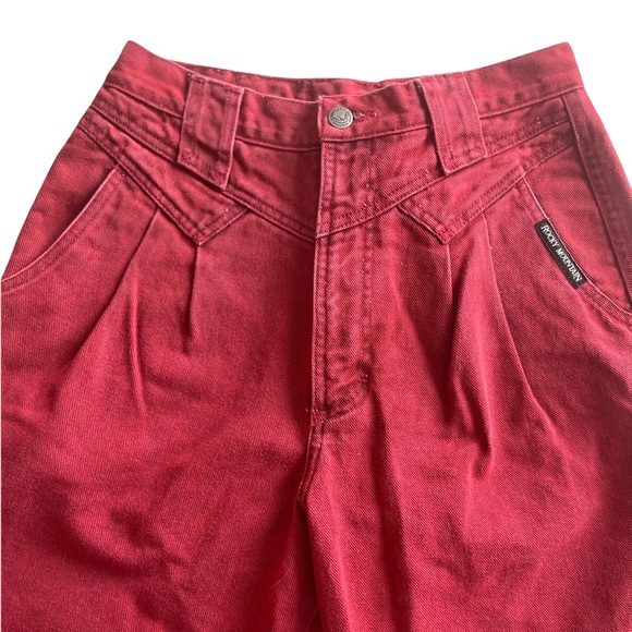 Vintage Rocky Mountain Jeans Bareback Deep Red RARE Pleats Denim Cotton 90s 80s - Picture 3 of 12